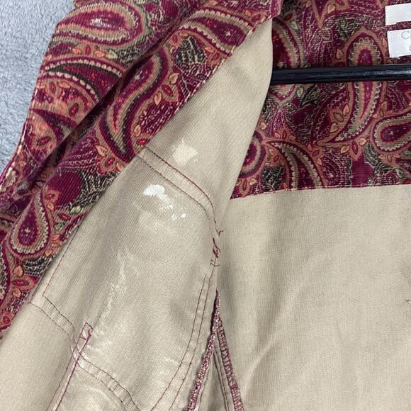 Christopher & Banks Jacket Womens Medium Red Paisley Corduroy Button Up Trucker - Picture 12 of 16